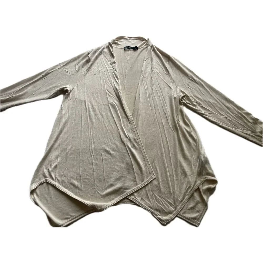 Lauren Ralph Lauren Cream Open Front Cardigan Sweater Top Women’s Size 2XL